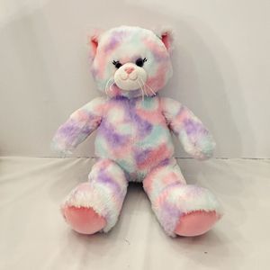 Build A Bear Workshop BABW Plush Pastel Swirl Kitty Cat 16" Purple Pink White